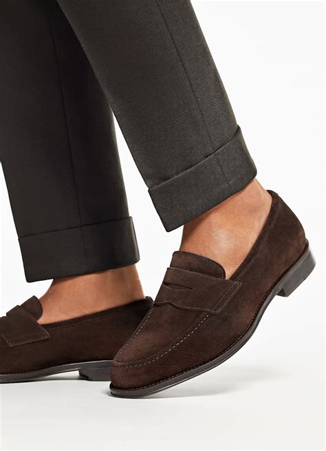 brown penny loafers suit